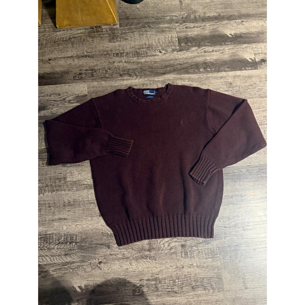 Vintage Polo Ralph Lauren Sweater Mens Large Brown Chunky Knit Cotton 90s Y2K